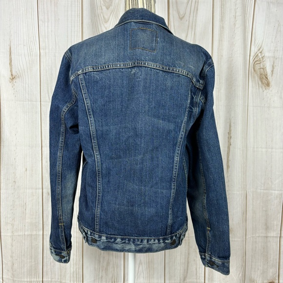 Levi’s Denim Jacket Western Distressed Unisex Trucker Jacket Blue Size Medium - Picture 4 of 11